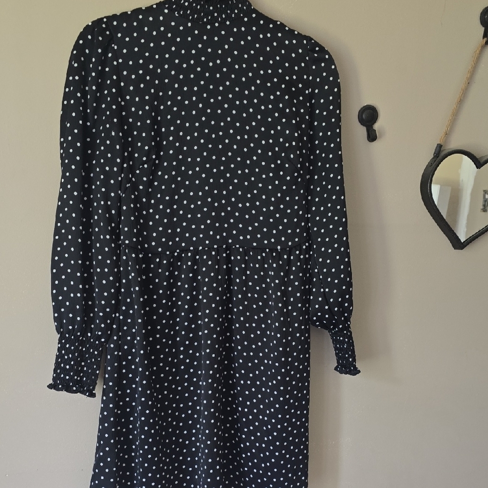 LOFT Black and White Polka Dot Dress